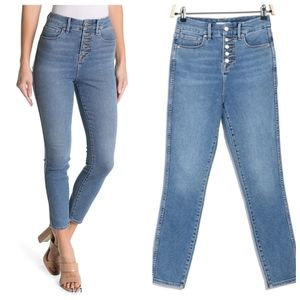Good American Good Curve Exposed Button Ankle Crop Jeans Size 18